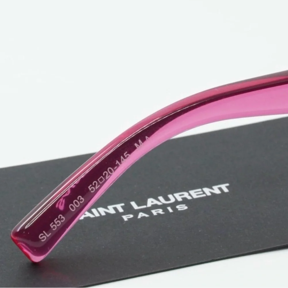 New! Saint Laurent Transparent Pink Sunglasses, SL553 003, Unisex, Authentic - Picture 11 of 12